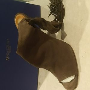 Aquazzura suede fringe tie sandal 40.5